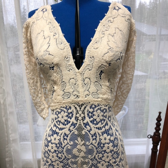 Reclaimed Lace Wedding Dress+ Vintage Slip - Picture 6 of 8